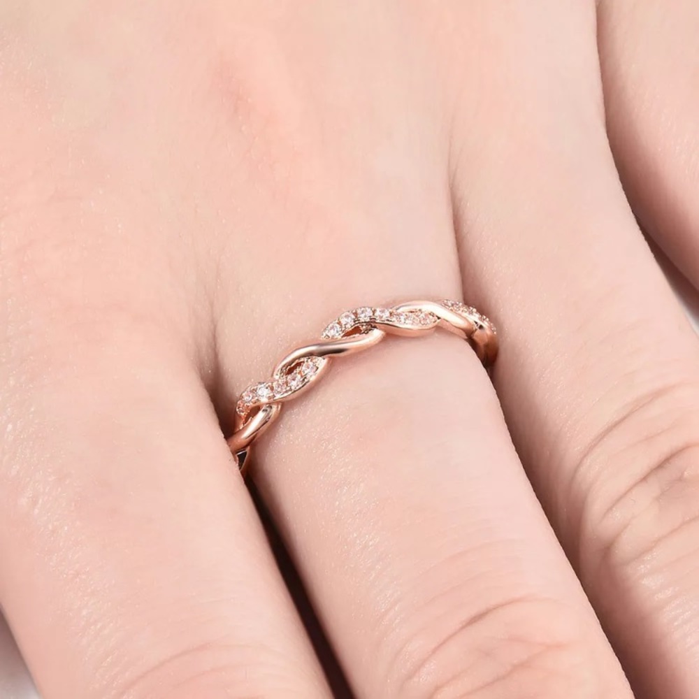 Rose Gold Stack Twisted Ring - Picture 2 of 3